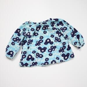Baby Boden Shirt Baby Girls Size 6-12m Blue Floral Corduroy
